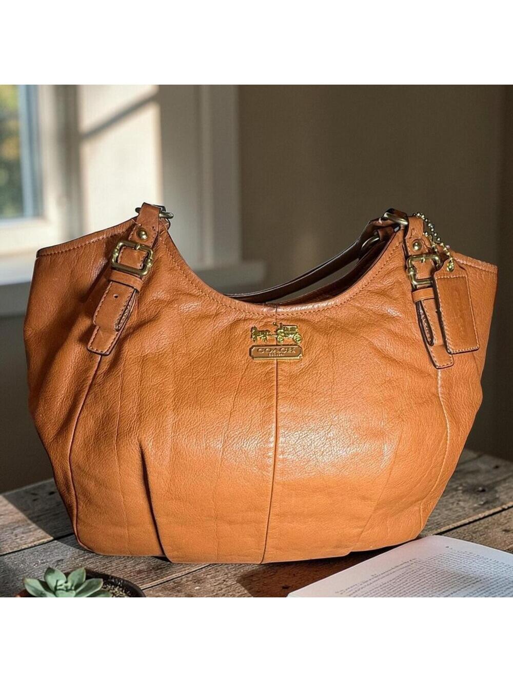 Coach Madison Abigail #18612 Pebbled Leather Hobo Bag in Saddle Tan - Picture 2 of 13